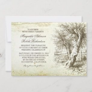 vintage rustikale Baum alte Papier Hochzeits Einla Einladung