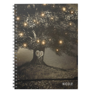 Vintage Rustikale Baum- und Nachtlichter Hochzeits Notizblock
