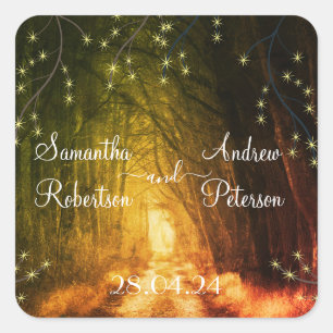 Vintage Rustikale Bäume Quadratischer Aufkleber