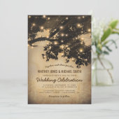 Vintage Rustikale Baumlichter Hochzeit Einladung (Stehend Vorderseite)