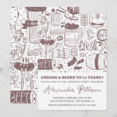 Vintage Rustikale Bierleute 53. Geburtstag Einladung (Vorne/Hinten)