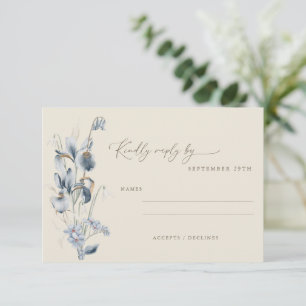Vintage Rustikale Blaue Blumige Minimalistische Ho RSVP Karte