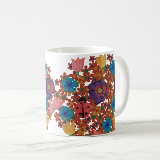 Vintage rustikale Blume Kaffeetasse (VorderseiteRechts)