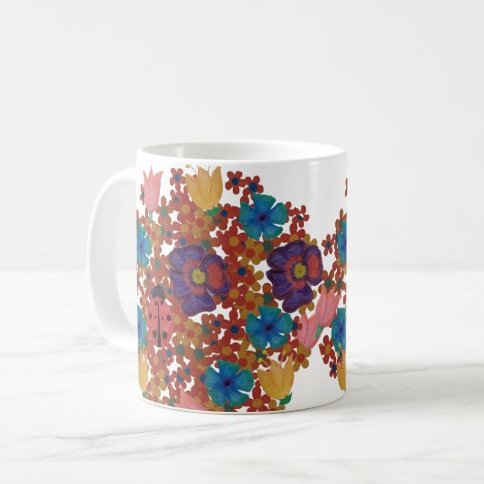Vintage rustikale Blume Kaffeetasse (Vorderseite Links)