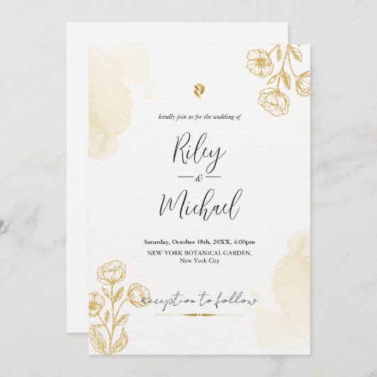 Vintage rustikale Blume und botanische Einladung (Vorne/Hinten)