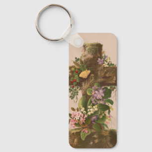 Vintage rustikale Blumenkreuz, Osterkarte, Schlüsselanhänger