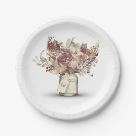 Vintage Rustikale Blumenmason Jar Wedding Pappteller