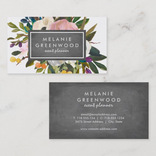 Vintage rustikale Blumentafel Visitenkarte (Vorne/Hinten)