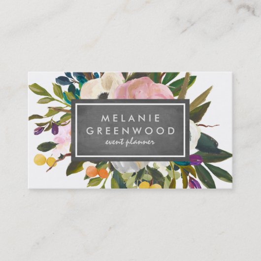 Vintage rustikale Blumentafel Visitenkarte (Vorderseite)