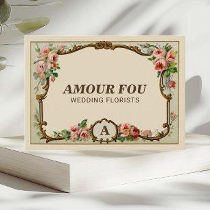 Vintage-Rustikale Blumige Monogramm-Hochzeitsflori Visitenkarte