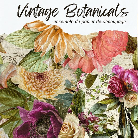 Vintage rustikale botanische Dekoupage Geschenkpapier Set