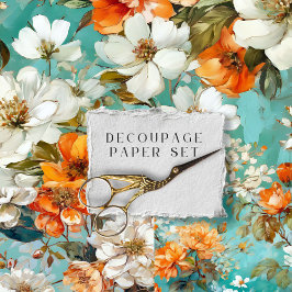 Vintage rustikale botanische Dekoupage Geschenkpapier Set