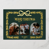 Vintage Rustikale Bow Greenerfamilie Foto Collage Folieneinladung (Vorderseite)