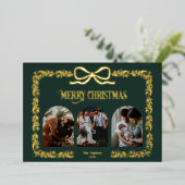 Vintage Rustikale Bow Greenerfamilie Foto Collage Folieneinladung (Stehend vorne)