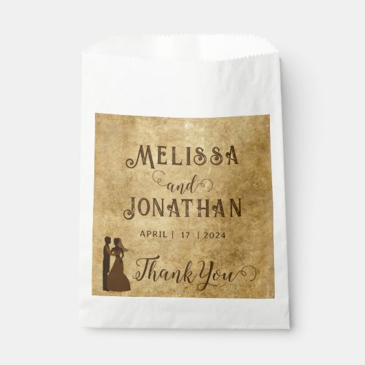 Vintage rustikale Braun Hochzeit Danke Geschenktütchen (Vorderseite)
