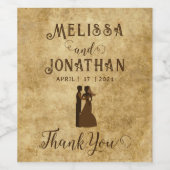 Vintage rustikale Braun Hochzeit Danke Weinetikett (Einzelnes Label)