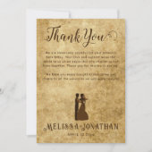 Vintage rustikale braune Hochzeit Danke Karte (Vorderseite)