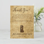 Vintage rustikale braune Hochzeit Danke Karte (Stehend Vorderseite)