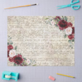 Vintage rustikale Burgund Rose Alte Buchstabendeko Seidenpapier (Basteln)