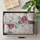 Vintage rustikale Burgund Rose Alte Buchstabendeko Seidenpapier (Geschenk)