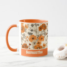 Vintage rustikale Burnt Orange Fall Blume Muster