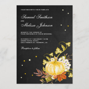 Vintage Rustikale Chalkboard Herbstpumpenhochzeit Einladung