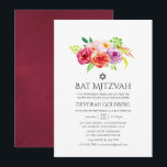Vintage Rustikale Charm Bat Mitzvah Einladung<br><div class="desc">Vintage Blume flehen Mitzvah-Einladungen mit den Farbtönen Bordeaux-Marsala,  Rose und lila,  die so gestaltet sind,  dass sie schnell und einfach auf Ihre Veranstaltungsspezifikationen zugeschnitten sind.</div>