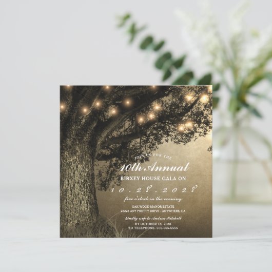 Vintage Rustikale Eichenbäume Einladung (Stehend Vorderseite)