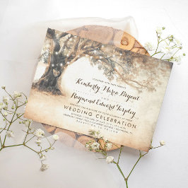 Vintage Rustikale Eichenbaumhochzeit Einladung