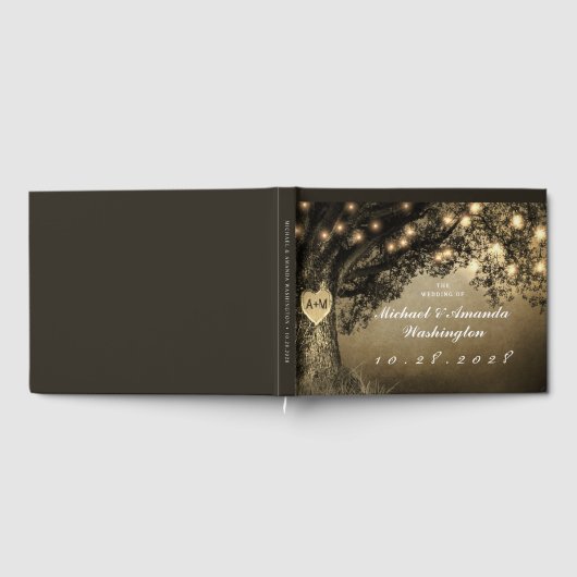 Vintage Rustikale Eichenbaumhochzeit Gästebuch (Voll)