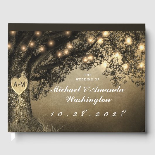 Vintage Rustikale Eichenbaumhochzeit Gästebuch (Vorderseite)