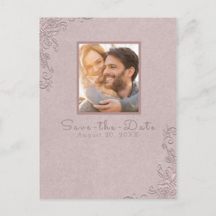 Vintage rustikale elegante Rose Foto Save-the-Date Ankündigungspostkarte