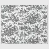 Vintage rustikale Farm Französisch-Schwarz & Weiß Geschenkpapier (Flach)