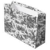 Vintage rustikale Farm Französisch-Schwarz & Weiß Große Geschenktüte (Rückseite Schrägansicht)