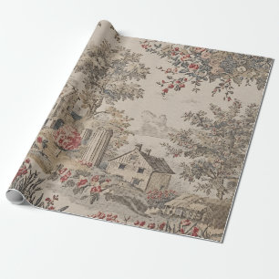 Vintage rustikale Farm French Toile Blumenelemente Geschenkpapier
