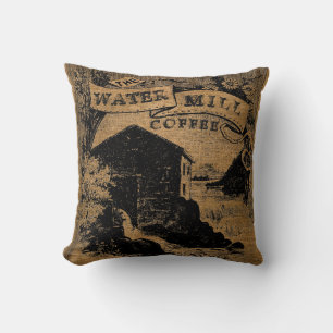 Vintage-Rustikale-Faux-Jute-Kaffeesack-Vorlage 2 Kissen