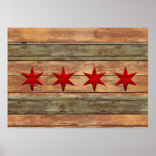 Vintage Rustikale Flagge von Chicago Poster