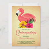 Vintage Rustikale Flamingo Quinceanera Einladung (Vorderseite)