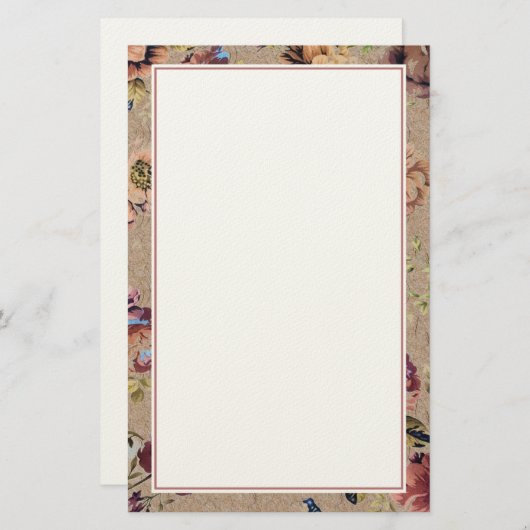 Vintage Rustikale Flora Briefpapier (Vorne/Hinten)