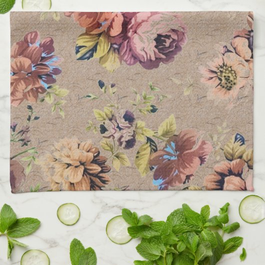 Vintage Rustikale Flora Geschirrtuch (Gefaltet)
