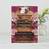 Vintage Rustikale Flora Rosa Brautparty 2 Einladung (Stehend Vorderseite)