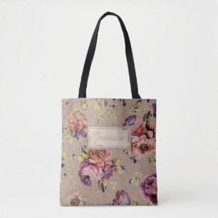 Vintage Rustikale Florale Personalisierung Tasche