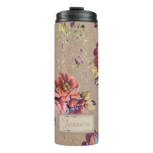 Vintage Rustikale Florale Personalisierung Thermosbecher