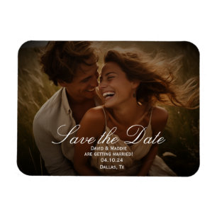 Vintage rustikale Foto-Save-the-Date-Hochzeitsverl Magnet