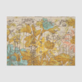 Vintage rustikale Gelb- und Blütendekoupage Seidenpapier (Vorderseite)