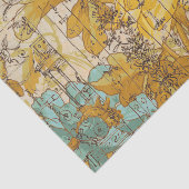 Vintage rustikale Gelb- und Blütendekoupage Seidenpapier (Ausschnitt)