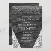 Vintage Rustikale Grauholzspindusche laden ein Einladung (Vorne/Hinten)