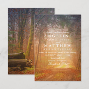 Vintage Rustikale Herbstbaumreihe mit Lichtereihen Einladung