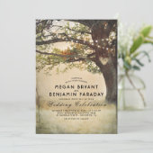 Vintage Rustikale Herbstbaumreihe mit Lichtereihen Einladung (Stehend Vorderseite)