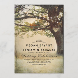 Vintage Rustikale Herbstbaumreihe mit Lichtereihen Einladung